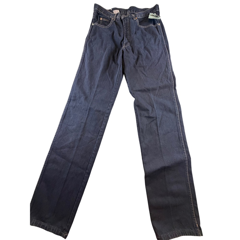 Vintage Guess Jeans Mens 32 Dark Wash Straight Leg Contrast Stitch Denim Indigo
